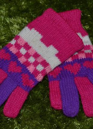 Перчатки для дівічинки теплі, б/у на вік 3-6 років1 фото
