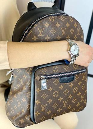 Рюкзак жіночий коричневий канва шкіра брендовий2 фото