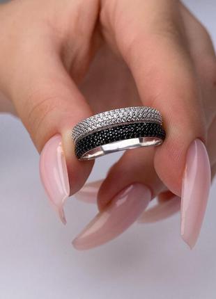 Серебряное кольцо ,925 проба, камни в два цвета2 фото