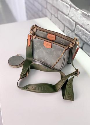 Multi pochette olive брендовая оливковая стильная сумочка жіноча модна оливкова сумка відомий бренд10 фото