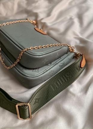 Multi pochette olive брендовая оливковая стильная сумочка жіноча модна оливкова сумка відомий бренд4 фото