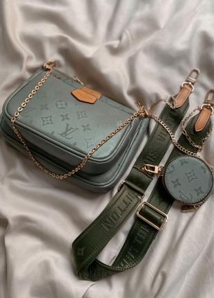 Multi pochette olive брендовая оливковая стильная сумочка жіноча модна оливкова сумка відомий бренд3 фото