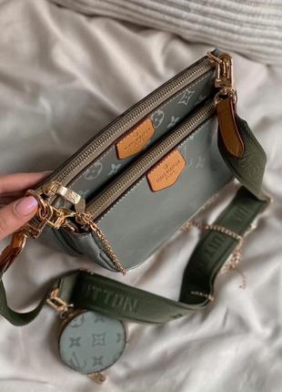 Multi pochette olive брендовая оливковая стильная сумочка жіноча модна оливкова сумка відомий бренд7 фото