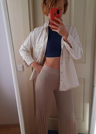 Джинсова сорочка oversize молочного кольору 2