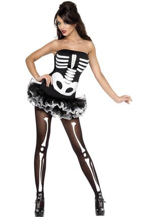 Карнавальное платье скелет секси размер м код  202