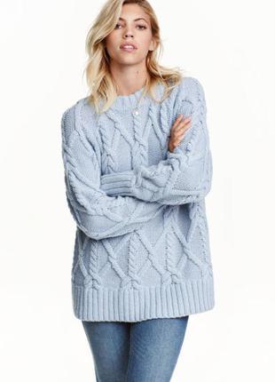Небесно голубой пуловер от h&m шерсть- премиум качество! последняя коллекция! 46-48-501 фото