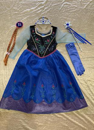 Яскраве карнавальна ,оксамитове плаття disney карнавальний костюм ганна з холодного серця на 5-6 років