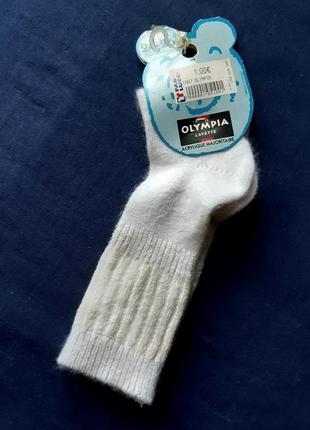 Белые теплые пушистые носочки olympia франция на 4-5 лет