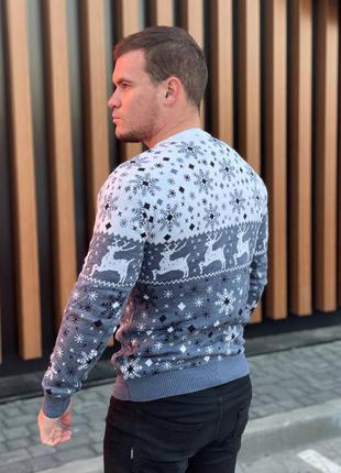 Свитер с оленями мужской шерстяной теплый, свитера новогодние