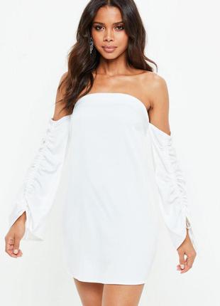 Белое платье с открытыми плечами .  missguided4 фото