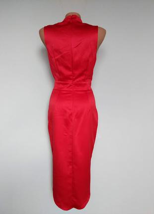 Атласное платье-чокер миди красное.missguided5 фото