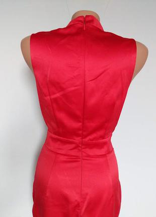 Атласное платье-чокер миди красное.missguided6 фото