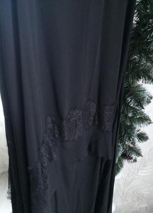 Чорное легкое платье пончо с кружевом2 фото