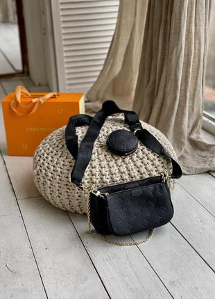 Красивая женская кожаная сумочка в стиле louis vuitton multi pochette клатч чёрный 3в14 фото