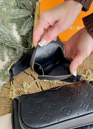 Красивая женская кожаная сумочка в стиле louis vuitton multi pochette клатч чёрный 3в110 фото