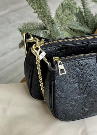 Красивая женская кожаная сумочка в стиле louis vuitton multi pochette клатч чёрный 3в15 фото