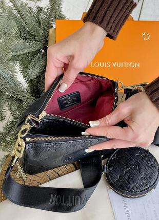 Красивая женская кожаная сумочка в стиле louis vuitton multi pochette клатч чёрный 3в13 фото