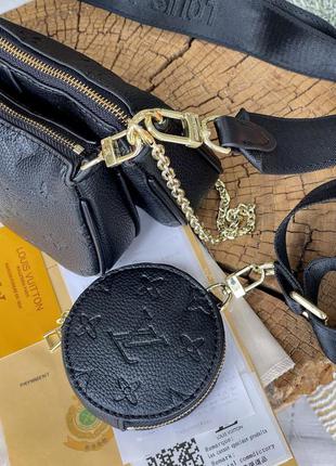 Красивая женская кожаная сумочка в стиле louis vuitton multi pochette клатч чёрный 3в17 фото