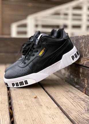 Крутые женские зимние кроссовки puma cali black fur чёрные на меху4 фото