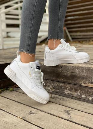 Шикарные женские зимние кроссовки puma cali white fur белые на меху