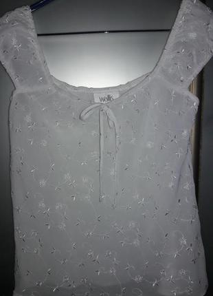 Очень нежная блуза, блузка "wallis", шелковая вышивка, 100% вискоза, 44, 46, 48 (14)3 фото