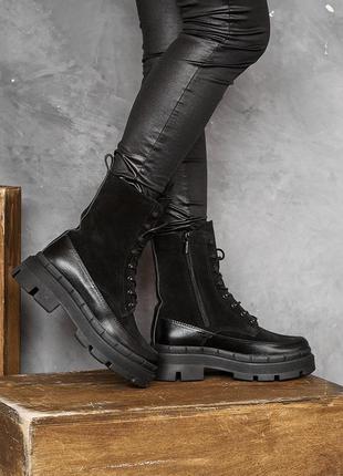 Женские ботинки кожаные зимние черные emirro бж 62-01 на меху3 фото
