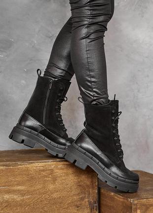 Женские ботинки кожаные зимние черные emirro бж 62-01 на меху5 фото