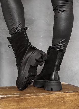 Женские ботинки кожаные зимние черные emirro бж 62-01 на меху4 фото