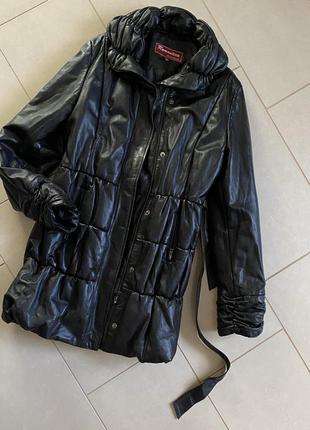 Утеплённое кожаное пальто размер xxl