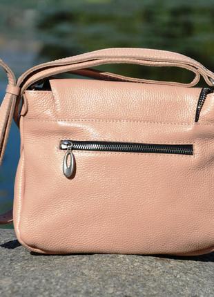 Женская кожаная сумка viola пудровая, кроссбоди
