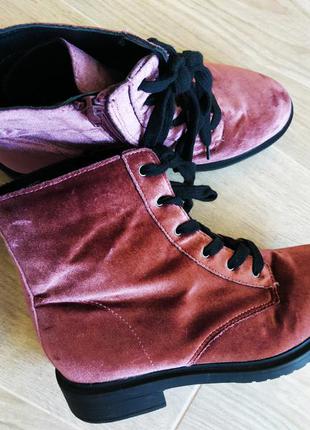 Оксамитові черевики primark блискавка шнурівка нові велюр2 фото