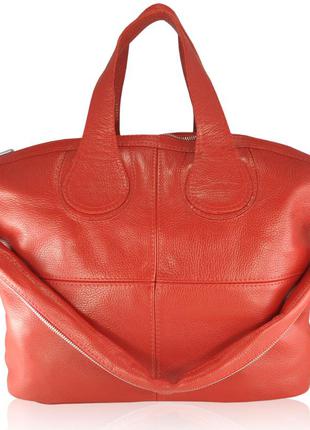 Женская кожаная сумка francesca красная3 фото