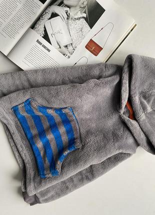 Тепла кофта з капюшоном сіра 3