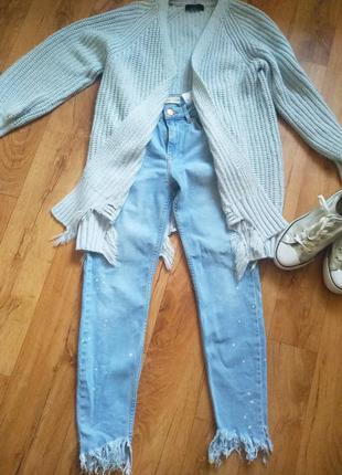 👖 джинси рванка,джинси з бахромою,з фарбою.джинси блакитні 💙