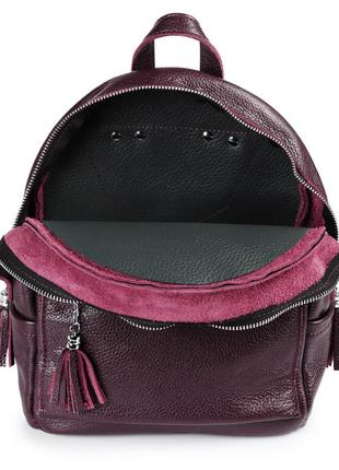 Женские кожаный рюкзак greta виноградный2 фото