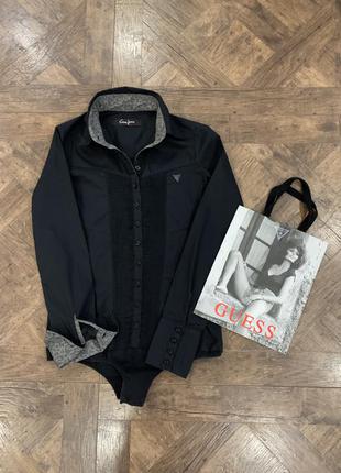 Черная боди рубашка guess, размер s/m