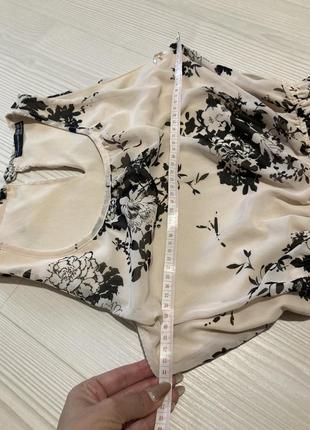 Нежное нюдовое платье в цветочный принт шифоновое пышная юбка7 фото