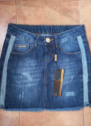 Юбка джинсовая темно-синяя новая pzk jeans р.36