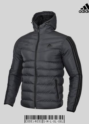 Зимняя мужская куртка пуховик с капюшоном adidas
