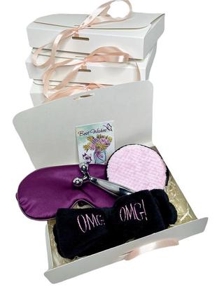 Бьюти бокс / beauty box с косметическими аксессуарами фиолетовый цвет