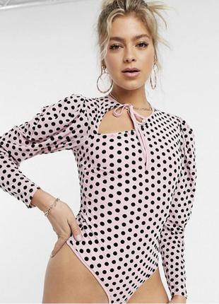 Рожевий боді в горошок