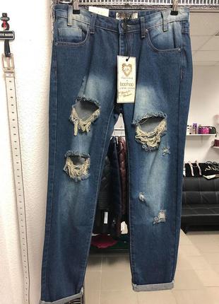 Рваные mom-jeans  boohoo5 фото