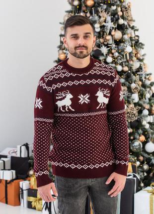Свитера с оленями, новогодний свитер, шерстяная кофта, светр чоловічий різдвяний
