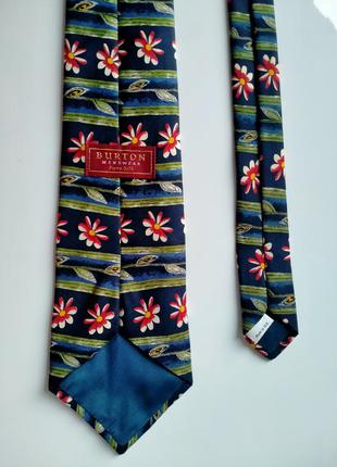 Мужской галстук burton шелковый с цветами3 фото