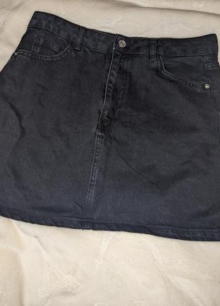 Чёрная джинсовая юбка2 фото