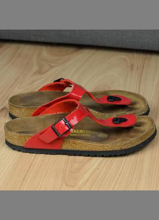 Ортопедические вьетнамки шлепанцы birkenstock gizeh patent red 40р. 26 см.1 фото