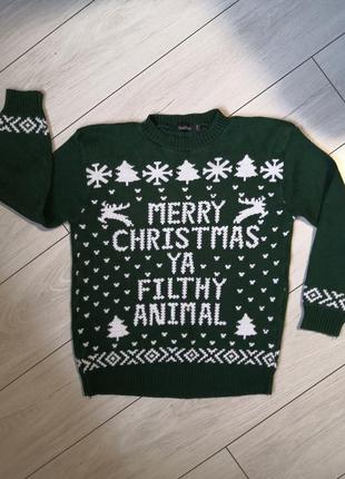 Вязаный свитер кофта рождество merry christmas тема с один дома
