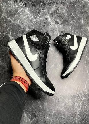 Зимові чоловічі черевики nike jordan black (хутро)