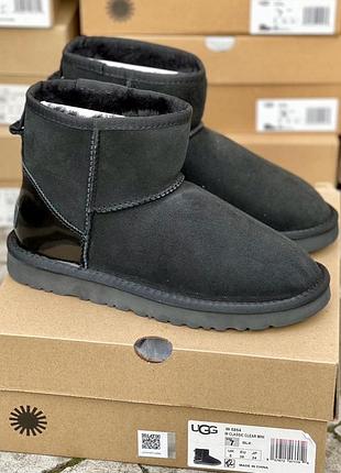 Зимние угги ugg black metallic suede