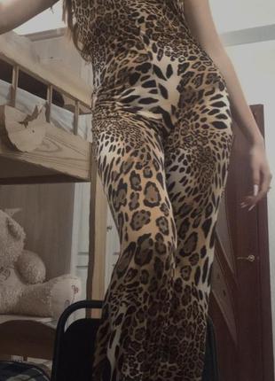 Шикарный леопардовый комбинезон костюм винтаж